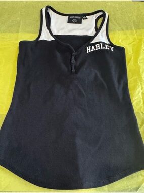 Harley-Davidson Women’s Ribbed Tank Top Size Small – Black/White Colorblock EUC